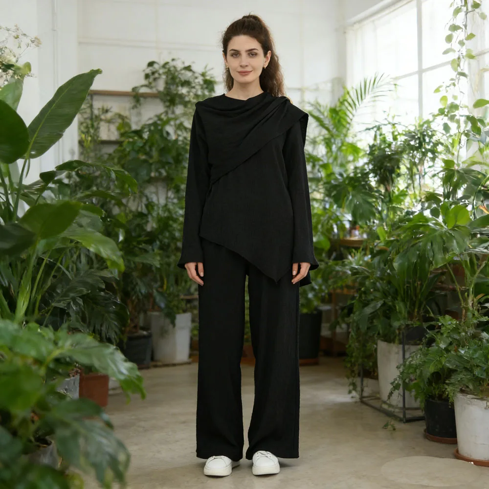 

Дубайский мусульманский комплект из двух предметов: абайя и брюки, женский костюм в арабском стиле, скромная одежда для мусульманок, исламская одежда для женщин.