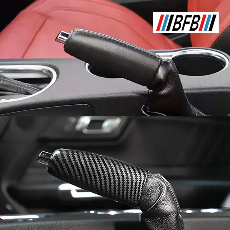 

Для Ford Mustang настоящая сухая крышка ручного тормоза из углеродного волокна, чехол для рычага коробки передач, модификация внутреннего украшения, аксессуары
