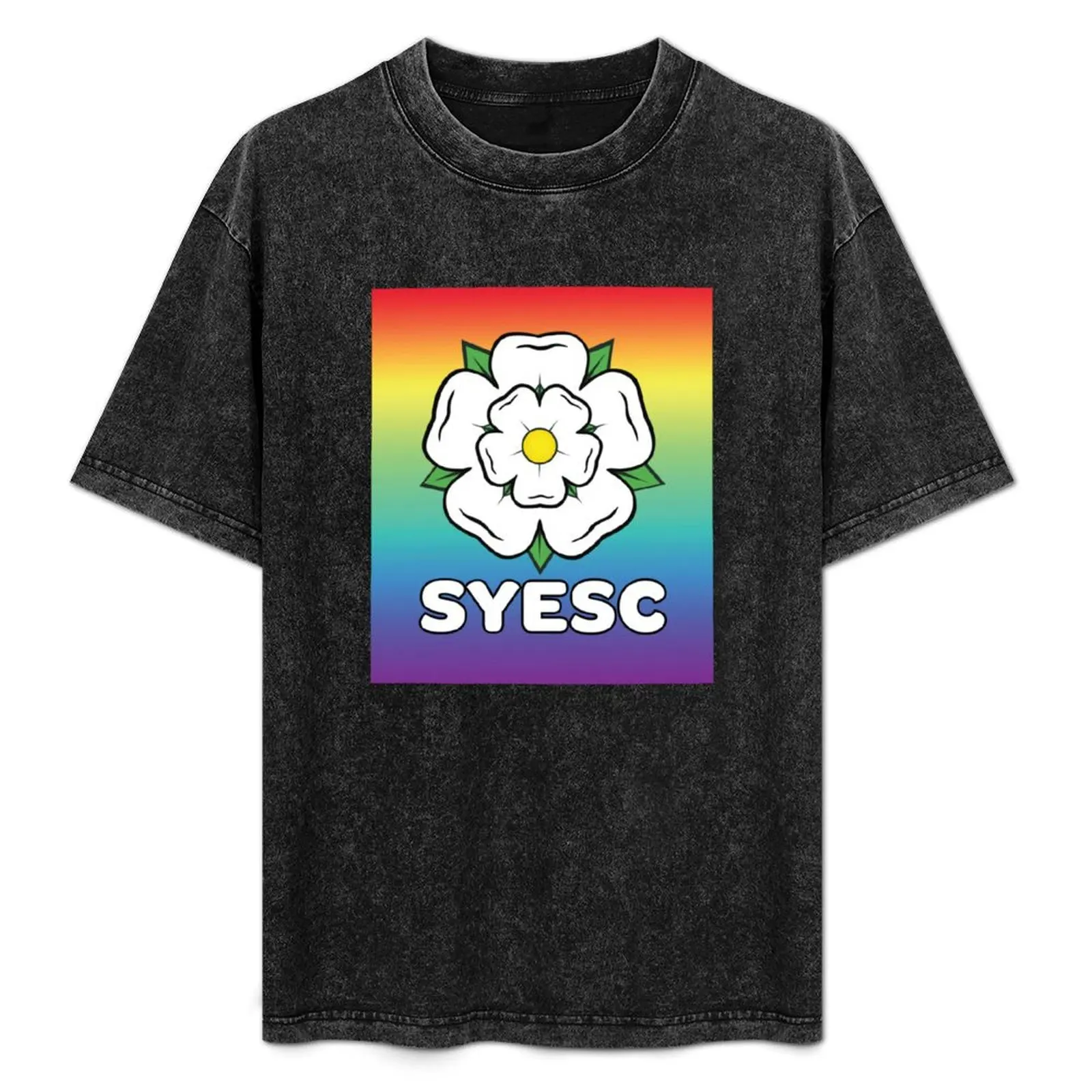 

SYESC Rainbow Background T-Shirt Essential Solid Color T-Shirt
