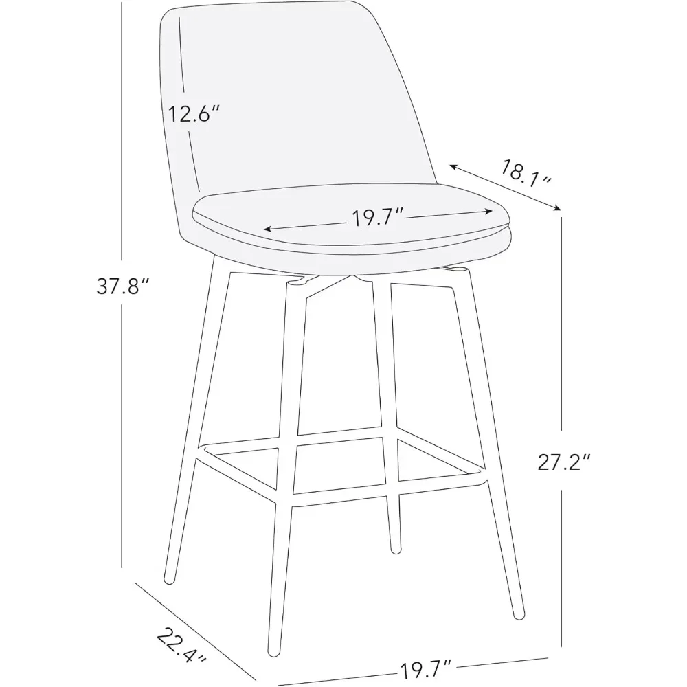 FSC Certified Upholstered Faux Leather Bar Stools Set of 3, Metal Base, 27.2