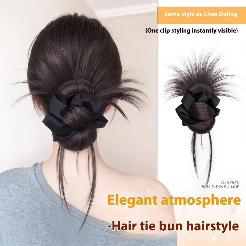 New Synthetic Messy Bun Claw Clip With Headband Natural Hair Piece Hair Extensions Party Daily Use Wear For Women Girls