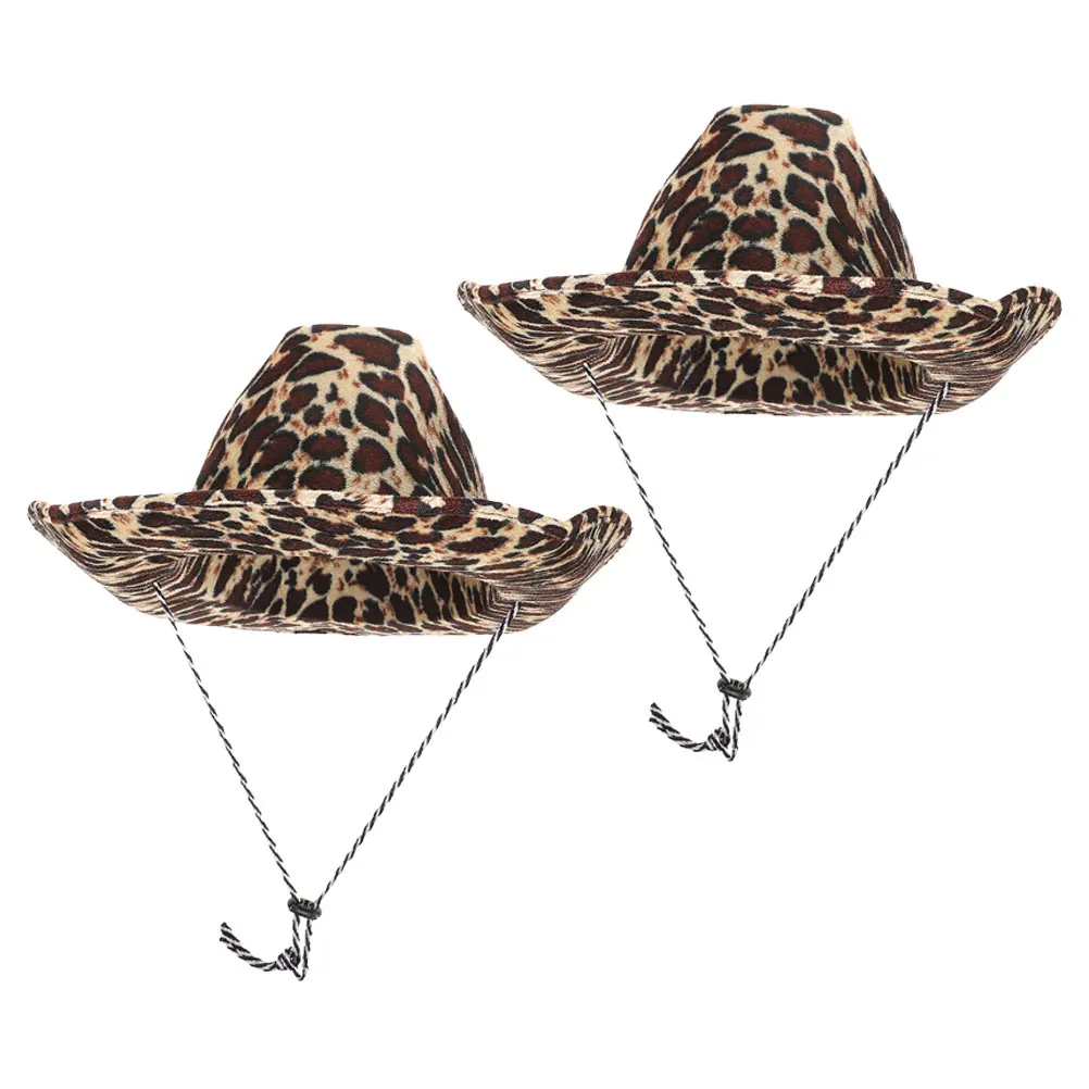 

2 Pcs Print Cowboy Hat Denim Decorative Prop Hat Stage Performance Masquerade Party Decorative Prop Women Men Adjustable