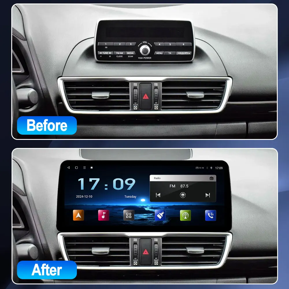 أندرويد 13 راديو السيارة لمازدا 3 Axela BM 2014-2019 Carplay Autoradio 12.9 بوصة مشغل وسائط متعددة ستيريو لتحديد المواقع والملاحة السيارات 5G