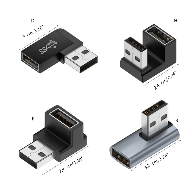 Usb 3.0 macho para fêmea 90 graus adaptador de extensão ângulo direito usb para cima para baixo conector 10gbps para computador portátil