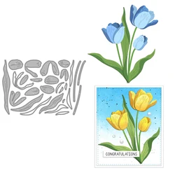 MangoCraft Big Size Tulip Flowers Cutting Dies Spring DIY Scrapbooking Supplies Metal Dies Knife Mold For Cards Albums Decor