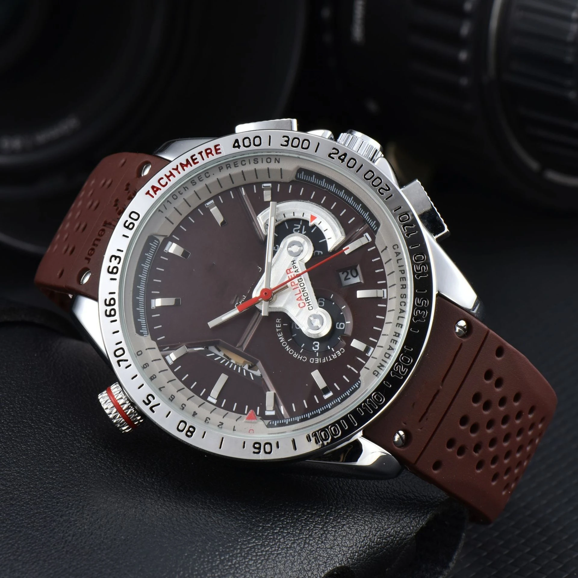 ساعة رجالي فاخرة متعددة الوظائف كرونوغراف حركة كوارتز سيليكون باند الهيب هوب العصرية ساعة يد رياضية عالية الجودة عادية #2