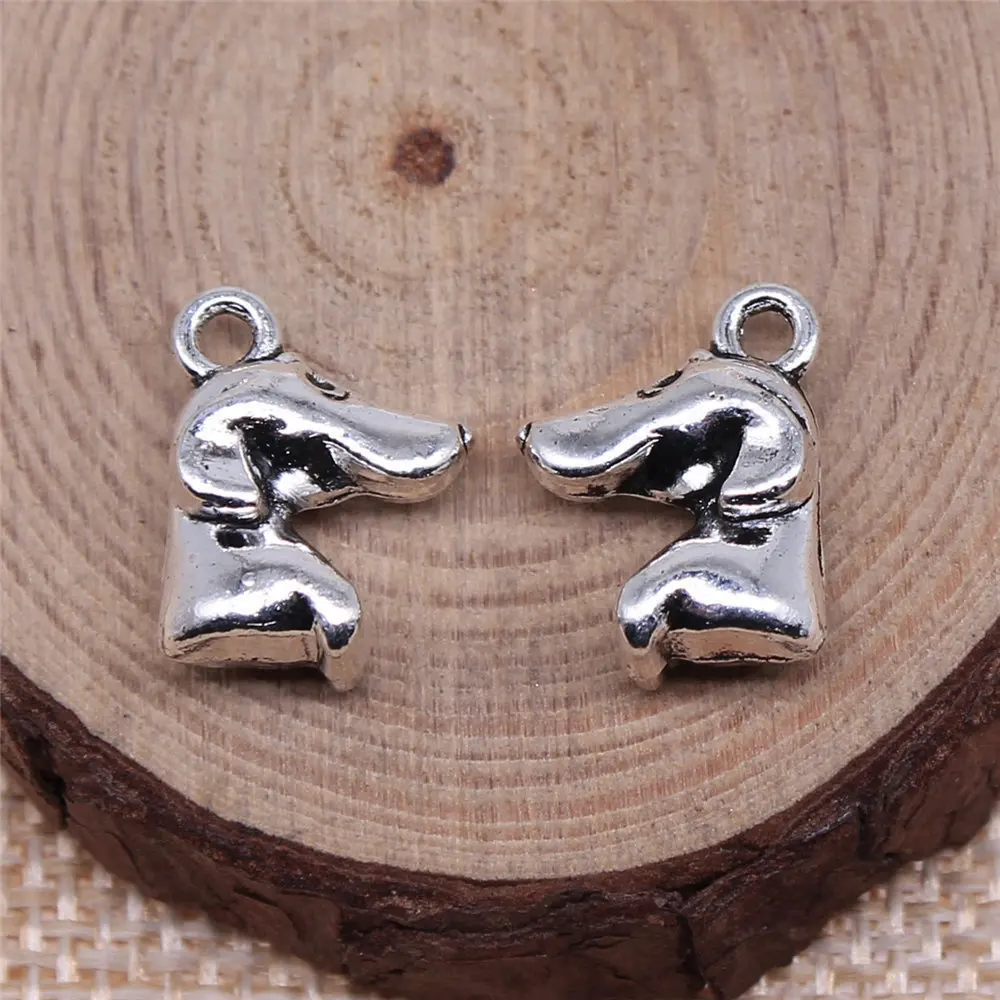 Couple Pendants Dog Head Charms Jewelry Making 14x12mm 10pcs