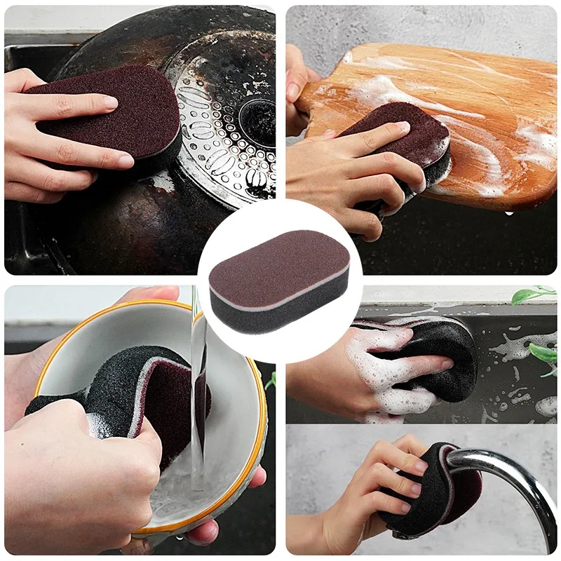 1/30PCS Strong Rust Removal Pot Wipe Emery Cleaning Sponges Double-sided Thickened Dishwashing Sponge Kitchen Magic Scouring Pad