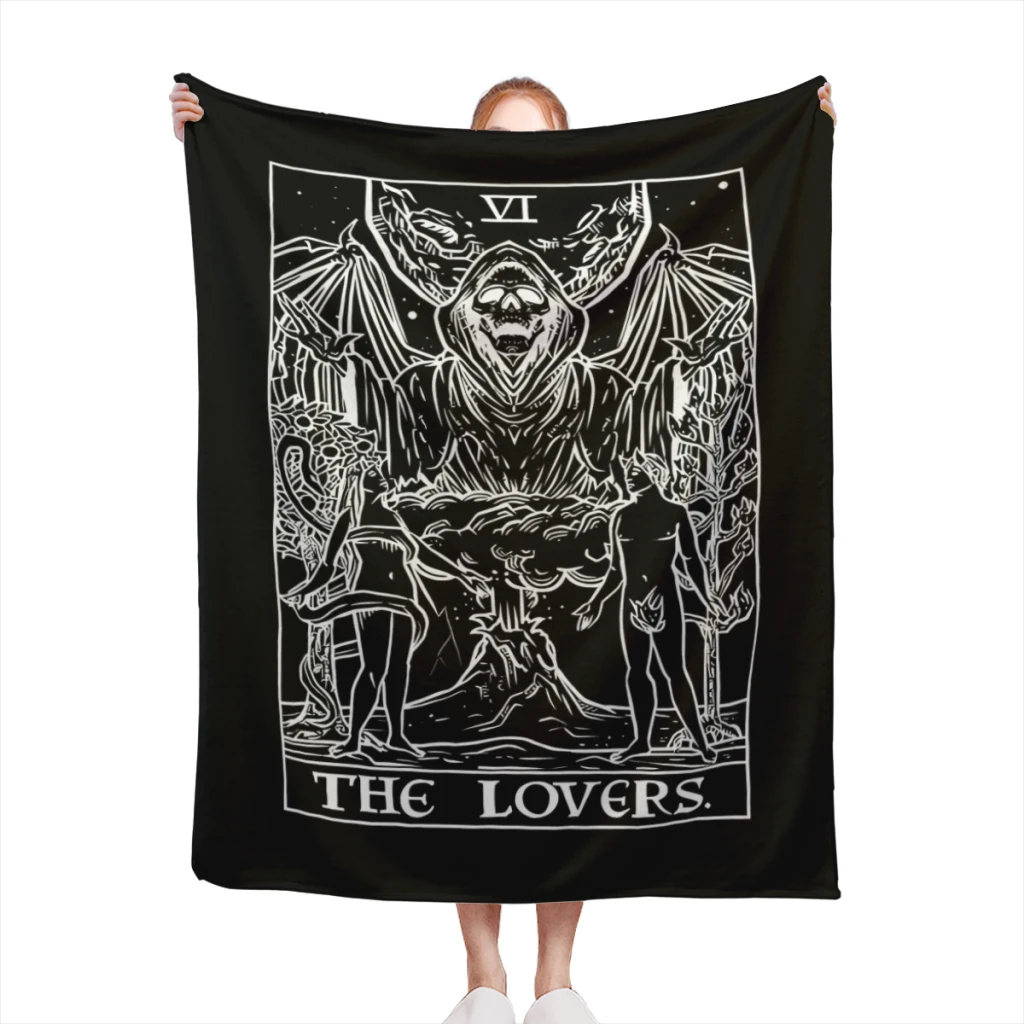 The Lovers Tarot Card Blanket Flange Textile Decor Portable Super Soft Throw Blankets for Home Office Plush Thin Quilt