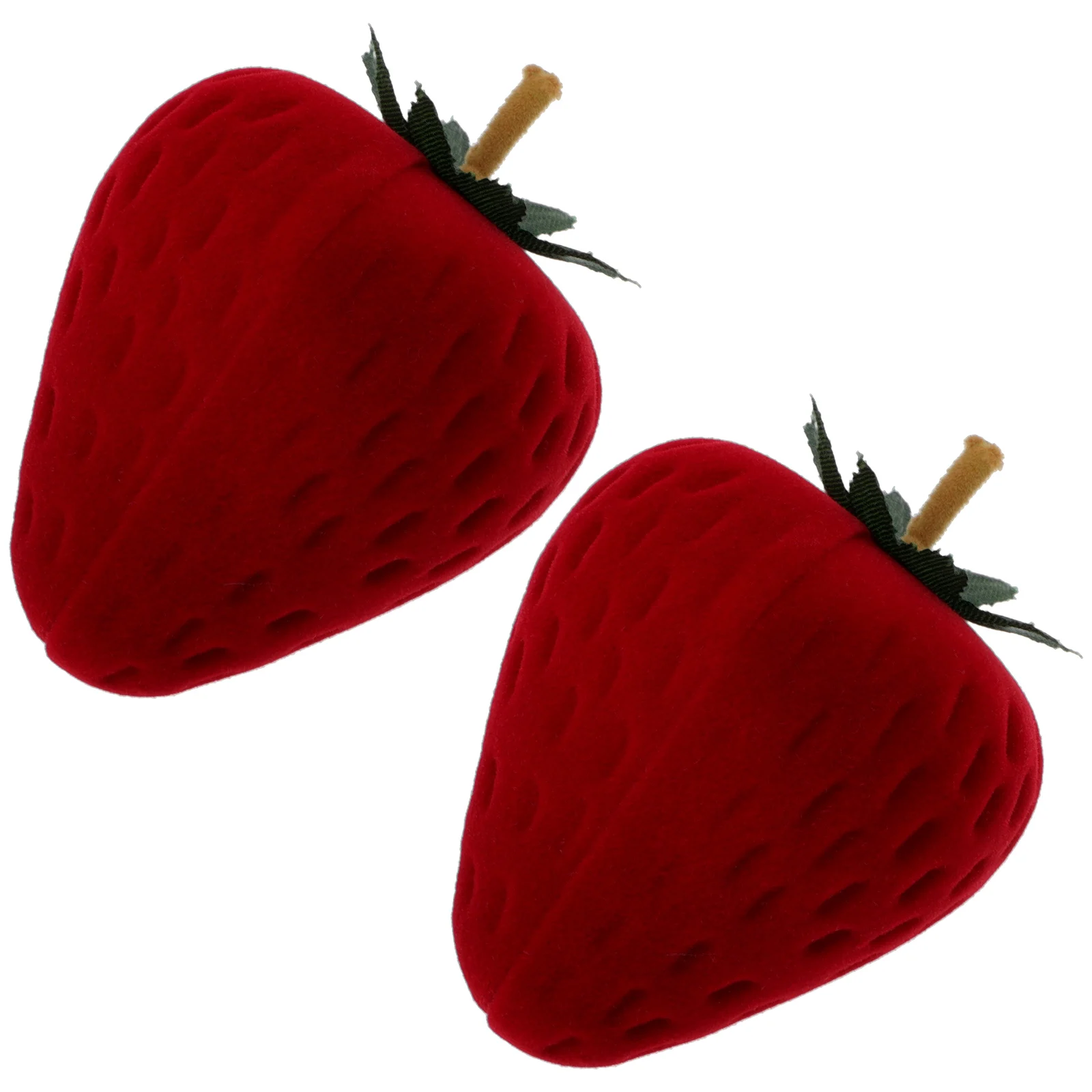 

2Pcs Strawberry Jewelry Box Ring Case Lint Material Delicate Earrings ganizer Travel Storage Boxes Bride Keychain