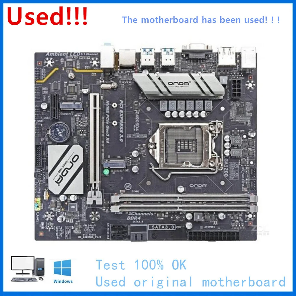 For ONDA Z490SD4 Z490M Computer Motherboard LGA 1200 DDR4 Z490 Desktop Mainboard Used Core i5 11400 11700 Cpus