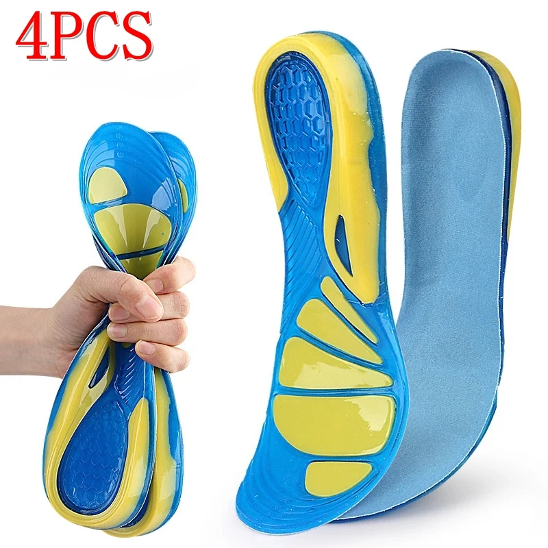2Pcs/4Pcs Silicone Gel Shoe Insoles Men Women Sports Shock Absorbing Insoles Soft Non Slip Shoe Pad Arch Support Orthopedic Pads