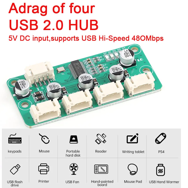 USB 2.0 Hub PH2.0 Interface Edition One to Four USB HUB Module Drive Free USB Divider 1-to-4