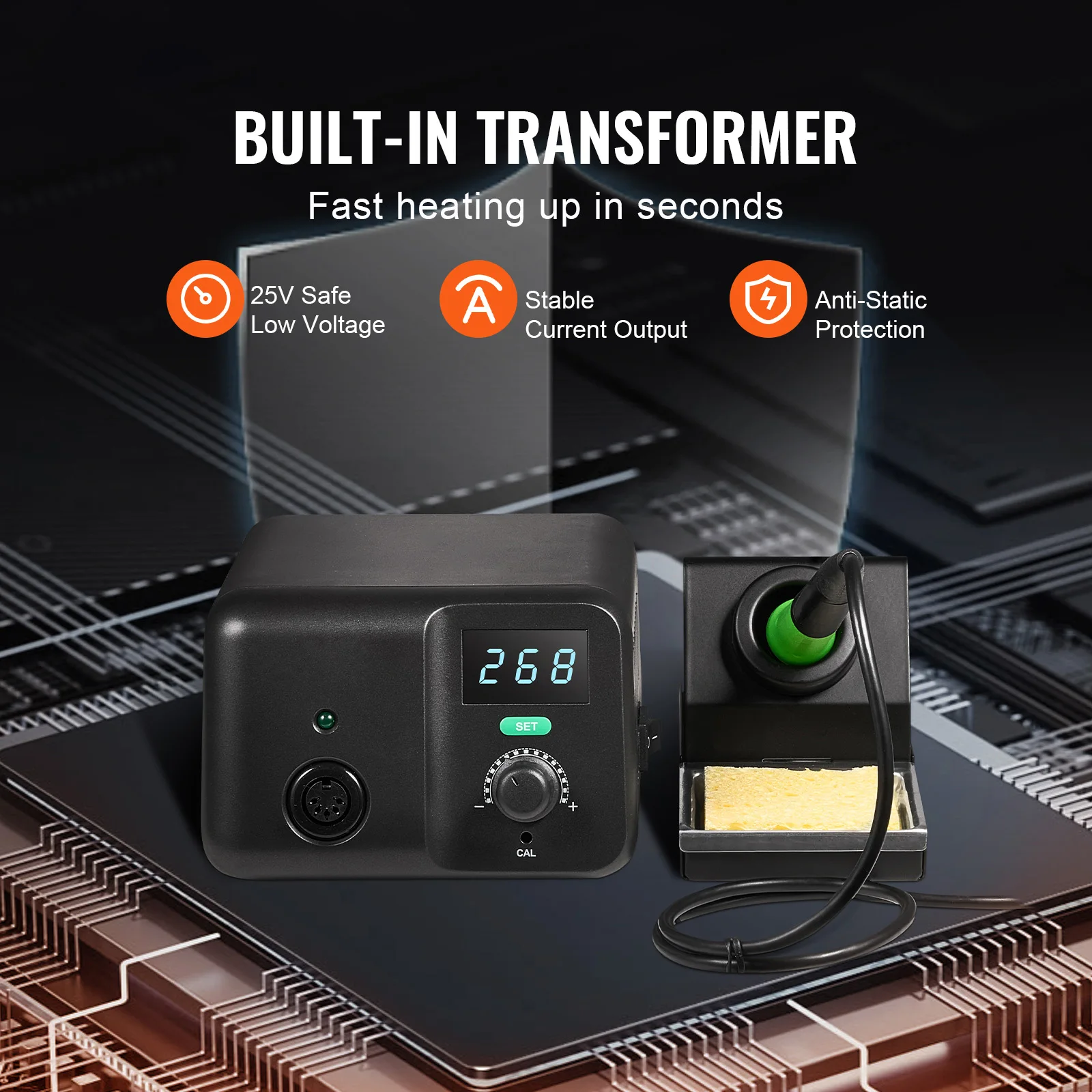 SucceBuy Stacja lutownicza 70W 75W Cyfrowy wyświetlacz Stacja lutownicza Zestaw do spawania 122 ° F932 ° Wbudowany transformator sterowania F