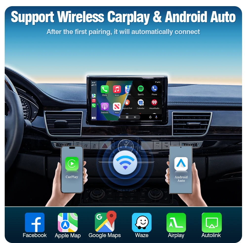 AUTOTOP Drahtlose Carplay Android Auto Retrofit Decoder Für Audi A8 A8L D4 2010-2017 HN + HNav + BNaV MMI 3G AirPlay Spiegel Link – Detail 5
