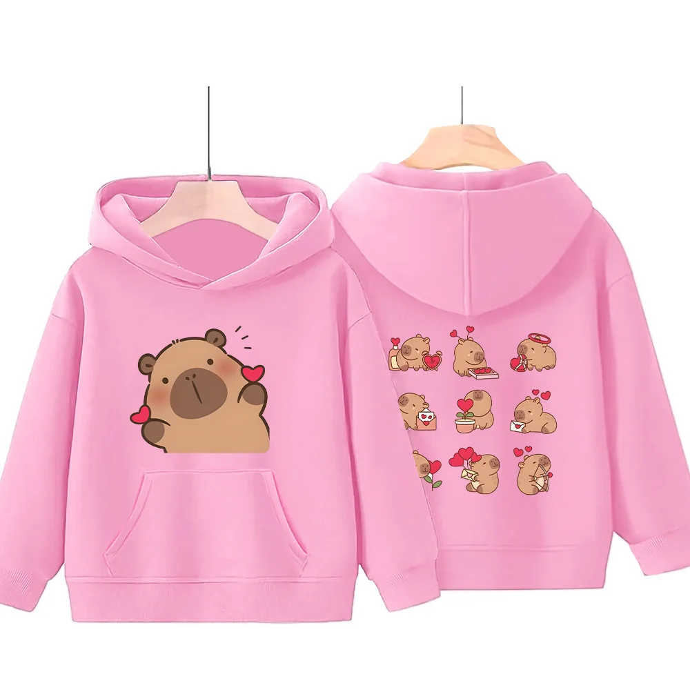 Capybara Launch Love Cartoon Hoodie Cute Boys Girl Clothing Creative New Children Pullovers Baby Sweet Girl Sudaderas Sweatshirt