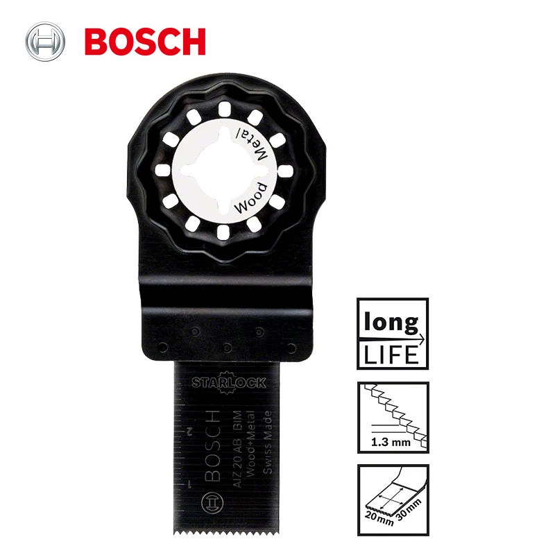 

Режущие лезвия Bosch AIZ 20 AB для дерева и металла, Применимые материалы: дерево, цветные металлы, ламинированные пластиковые доски