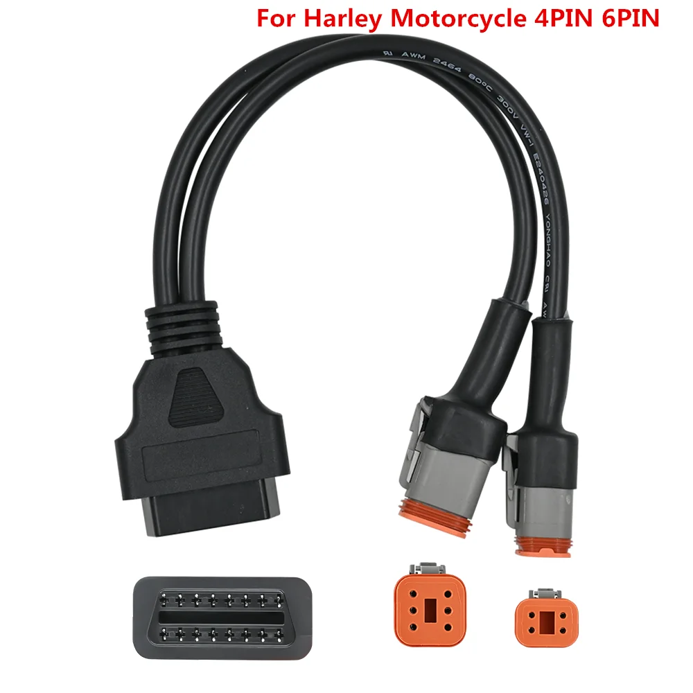 4 6 PIN Motorcycle OBD2 Diagnostics Connector For Harley 4PIN 6PIN 2 IN 1 Motorbike OBD Plug Extension Adapter
