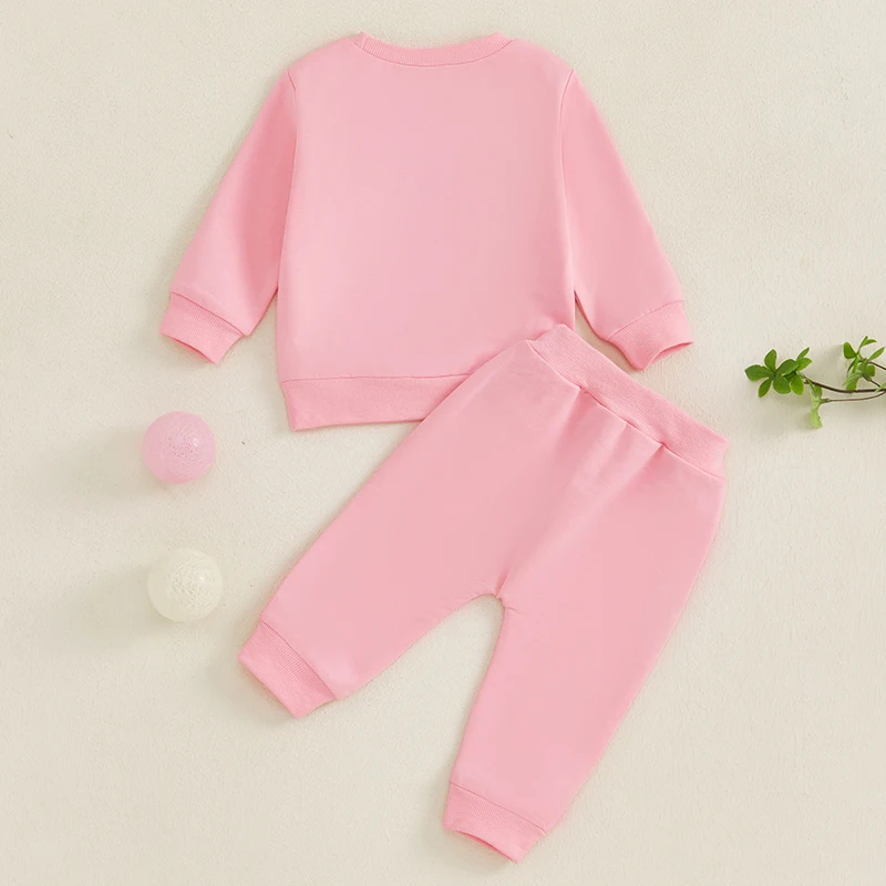 Kinder Mädchen Hosen Set Langarm Stickerei Buchstaben Sweatshirt mit elastischer Taille Jogging hose Kleidung Set