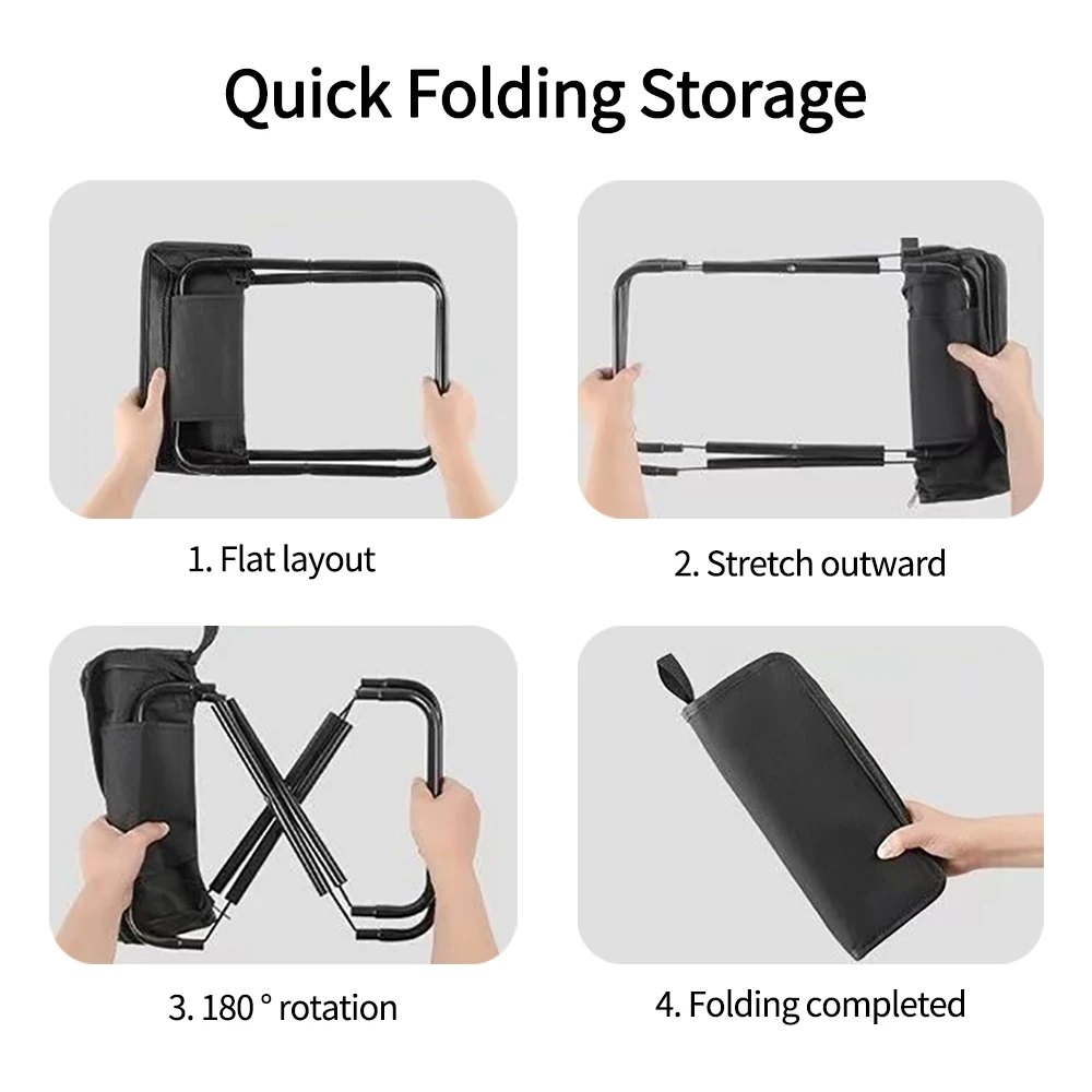 قطعة واحدة من كرسي التخييم المحمول خفيف الوزن، إطار من سبائك الحديد، مقعد قابل للطي للتخييم في الهواء الطلق للمراهقين مع حقيبة حمل #6