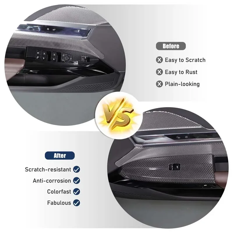 

2Pcs Real carbon fiber For BMW 7 Series G70 2023+ Car glass lifting button frame decorative sticker Car protection accessories
