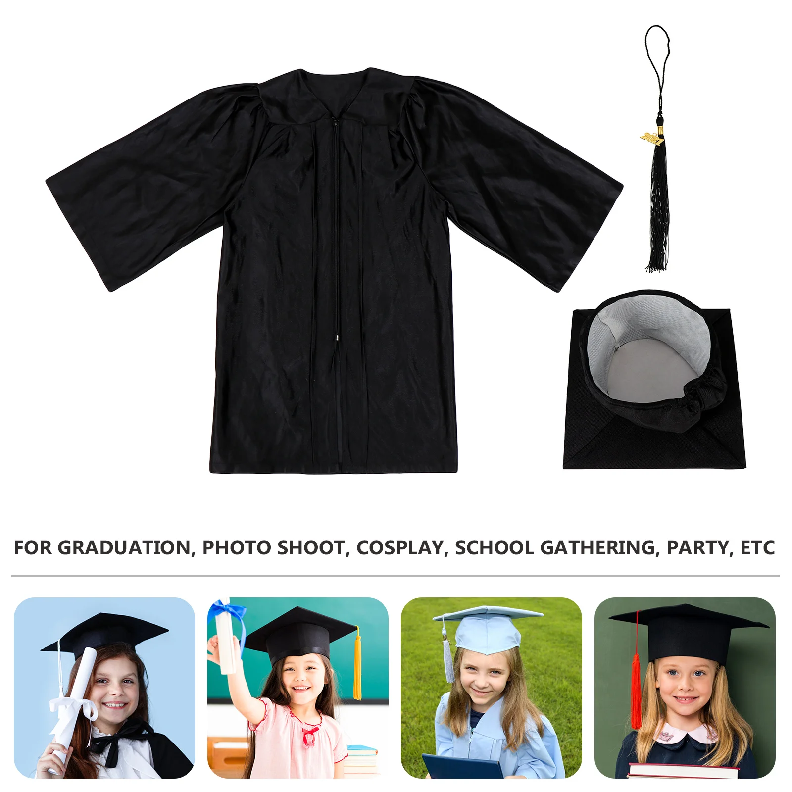 

1Set Graduation Gown Set Graduation Dress Tassel Cap Comfortable Breathable for Preschool Kindergarten Ceremony