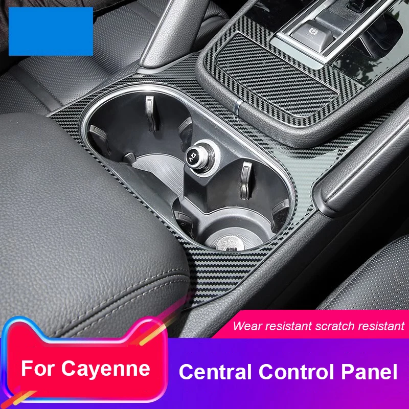 

For Porsche Cayenne 2018 2019 2020 2021 2022 2023 Car Center Console Water Cup Holder Panel Frame Cover Trim Stickers Interior