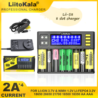 LiitoKala Lii-S8 SmartBattery Charger  for Li-ion 3.7V  NiMH 1.2V Li-FePO4 3.2V IMR 3.8V 18650 26650 21700 26700 14500 AA AAA