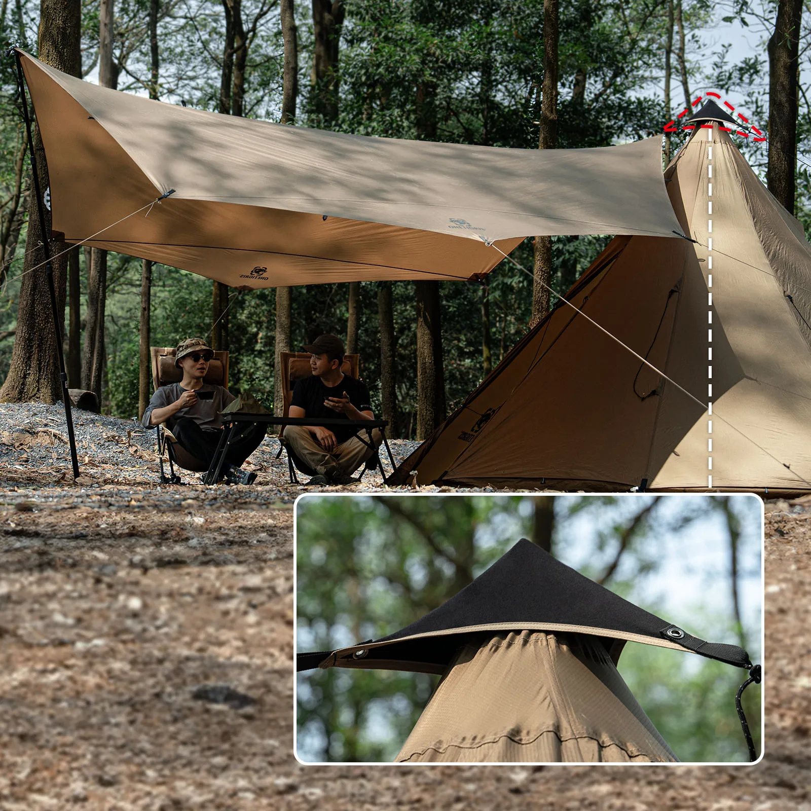 OneTigris Canopy Connecting Cap For Teepee Tents and Tarps