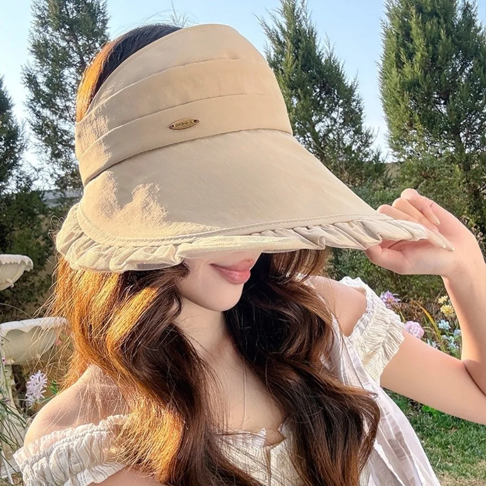

Wide Brim Sun Protection Cap UV Protection Solid Color Outdoor Bucket Hat Breathable Korean Style Women's Sun Visor Hats