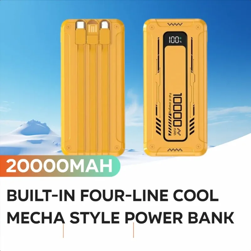 

Built-in Four-Line Cool Mecha Style Power Bank 20000mAh Large Capacity Super Fast Charging Mobile Power Supply