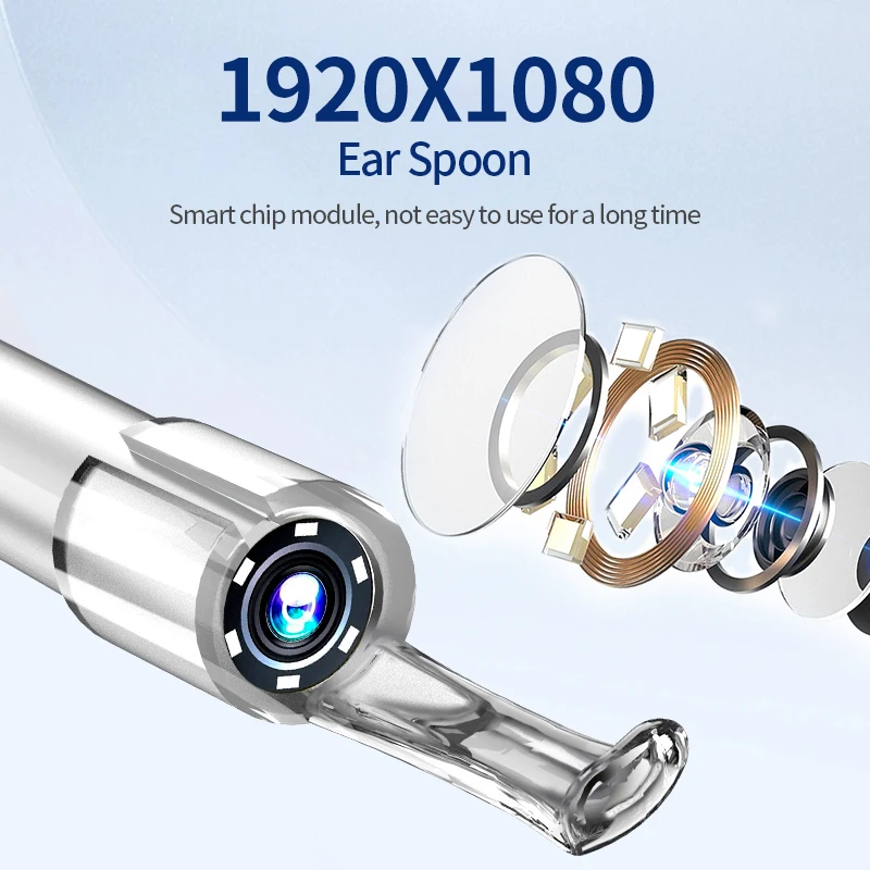 Wireless Otoscope Ear Camera 1080P 4.9MM WiFi Ear Scope with 6 LED Lights for Kids and Adults Compatible with Android iPhone