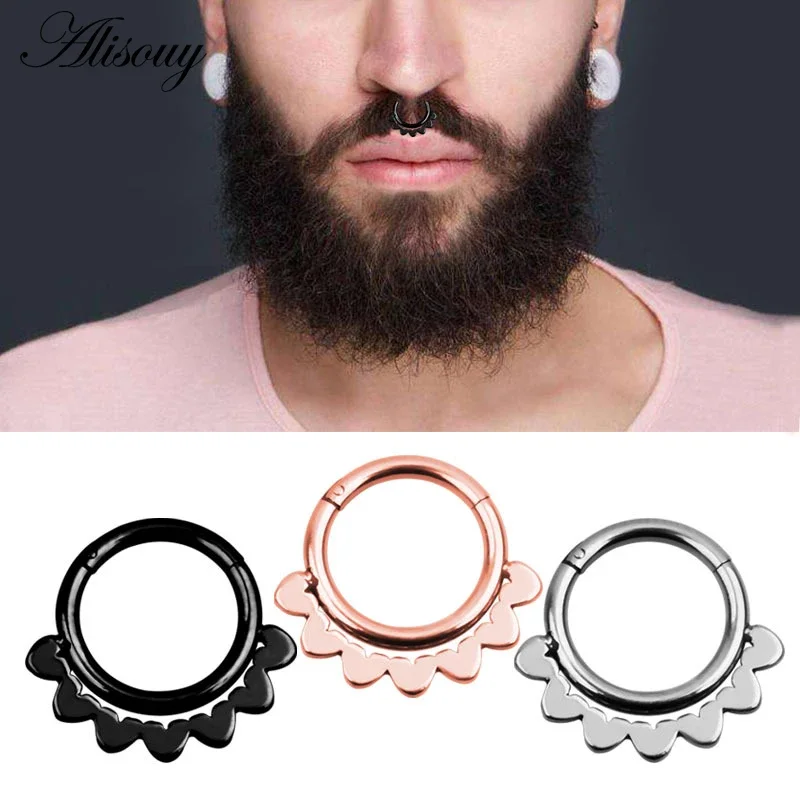 1 Piece Stainless Steel Piercings Ear Studs Segment Ring Nose Ring Ear Piercings Industrial Barbell Body Jewelry Piercing