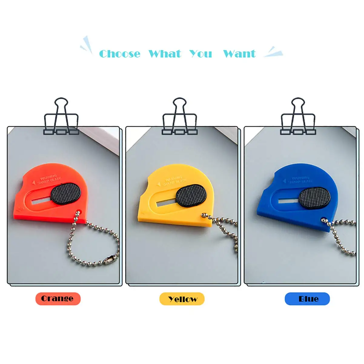 Keychain knife Portable Knife Safe Auto Retractable Utility Paper Express Unpacking Envelope Office Cutting Paper Stationery