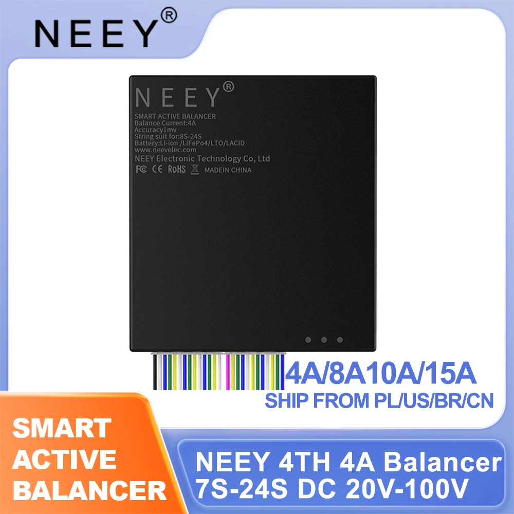 NEEY 24S 4A 8A 10A 15A Smart Active Balancer BMS Li-ion LiFePo4 LTO Battery 3S-24S 36V 48V 60V 24V Battery energy balance