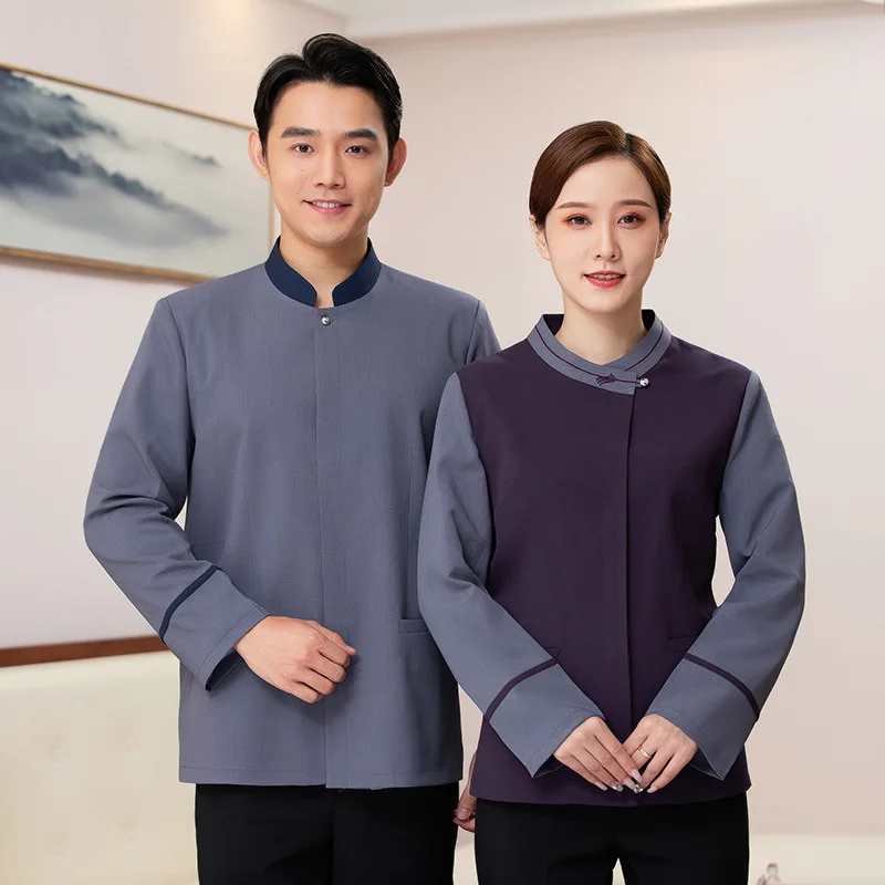 ホテルケータリングクリーニングユニフォーム長袖ハウスキーピングプロパティ秋冬衣装モールゲストハウスルーム AuntiePAWork 制服