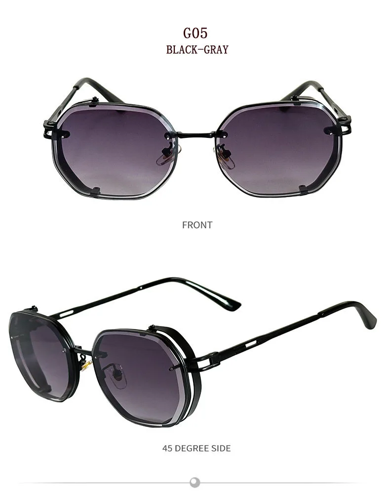 2024 Steampunk Sonnenbrille Für Männer Modische Platz Punk Mode Gläser Designer Sonnenbrille Frauen Trendy Gafas De Sol Hombre – Detail 17