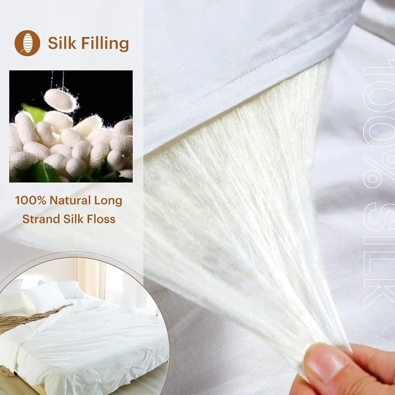 LilySilk-All Season  Comforter, Duvet, Quilt, 100% Long Strand,  Floss Filling,  Cotton Cover, Breathable and Warm,