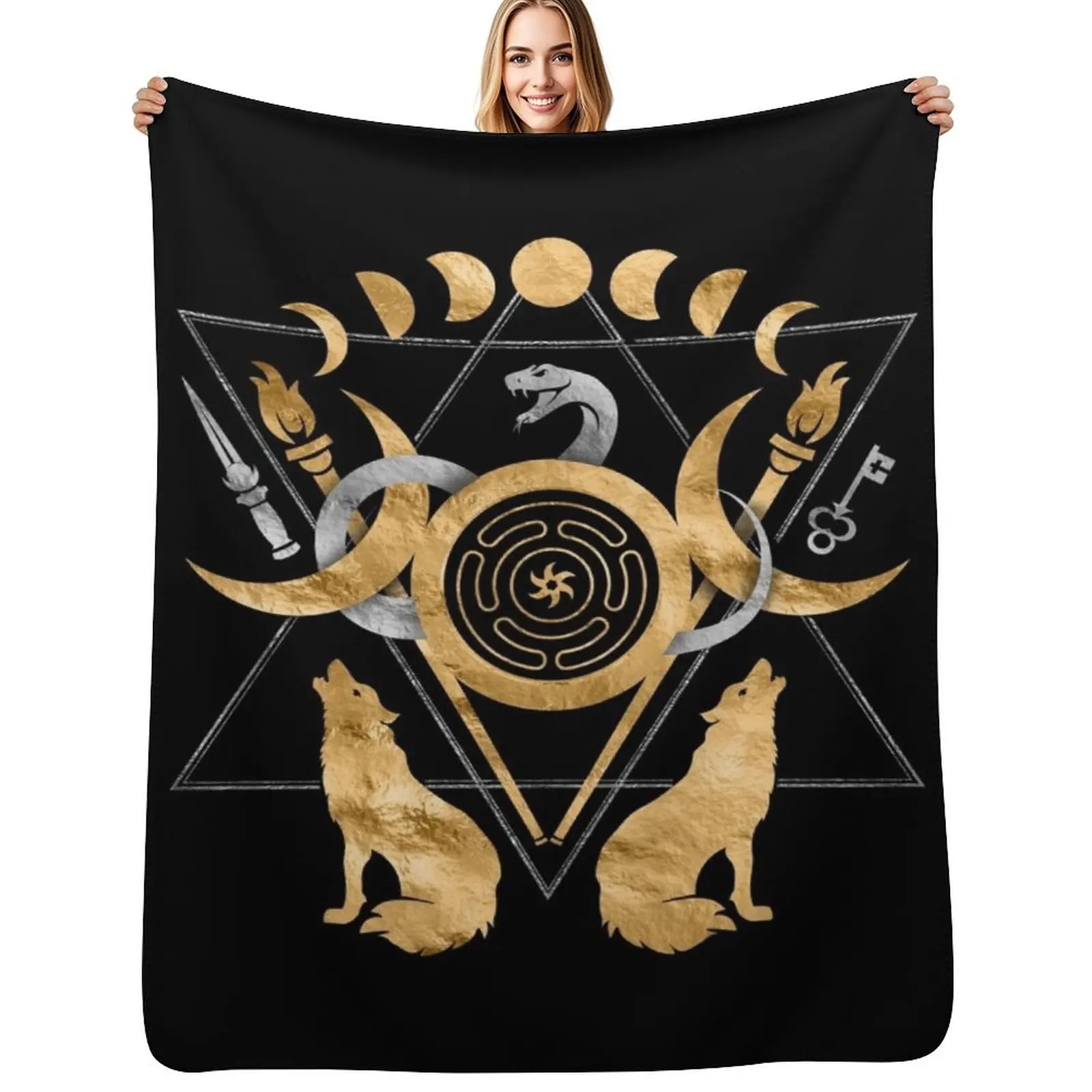 

Symbols of Hecate Throw Blanket Flannel Furrys Plaid on the sofa Blankets