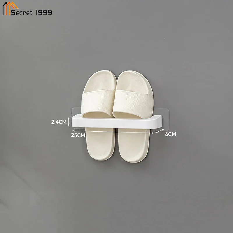 Bathroom Slipper Shelf Punch Free Wall Mount Shoes Hanger Rack Towel Storage Shelf Space Saving Shelves Bathroom Accessories