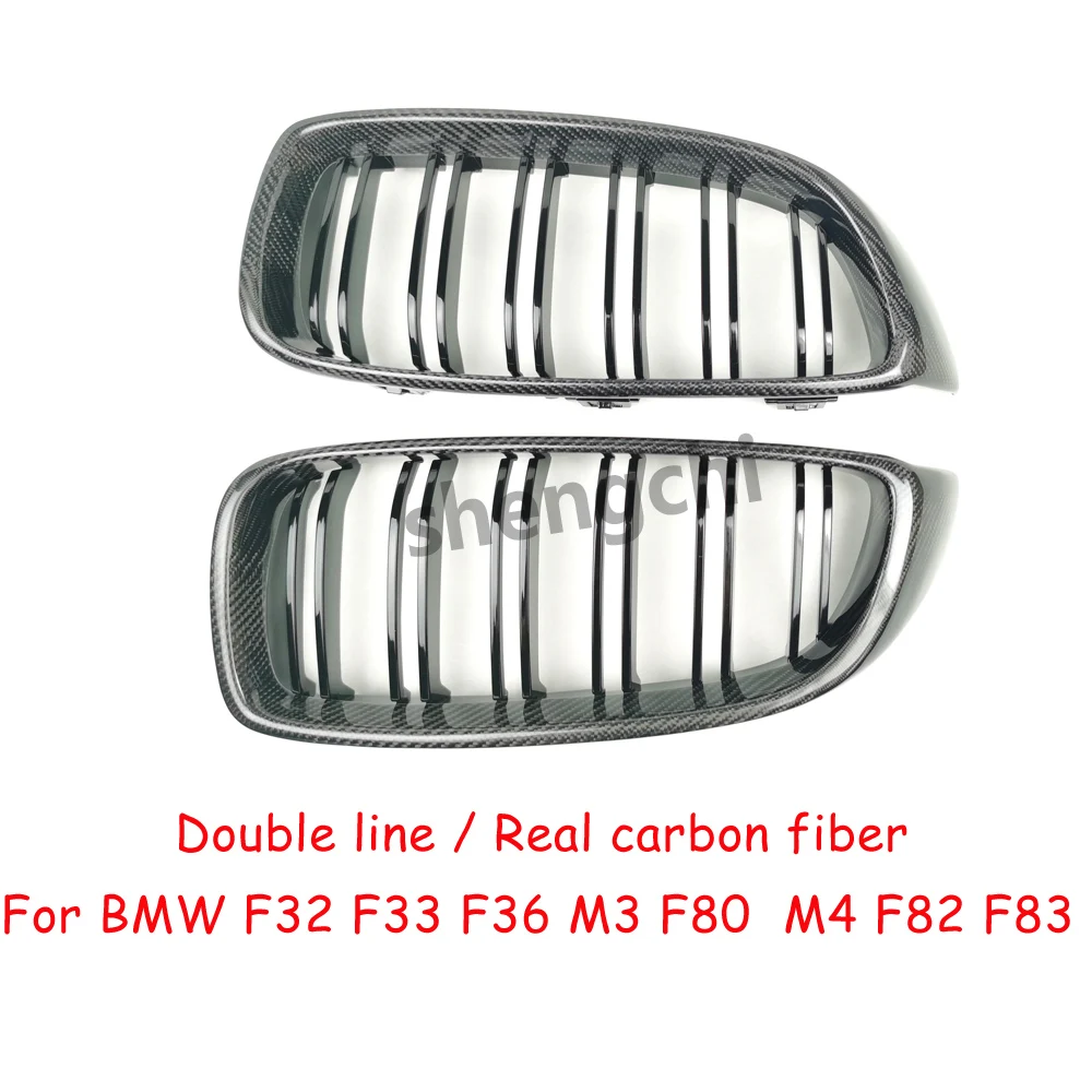 M3 F80 M4 F82 F83 F32 F33 F36 Double line Real Carbon Fiber Front Bumper Grill for BMW 4 Series 418i 420i 428i 430i 435i 440i