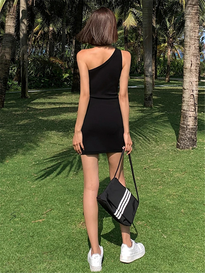 Eine Schulter, ärmellos, neues Club-Party-Sexy-Kleid, Vestidos, 2022, Sommermantel, Mini-Abschlussballkleid, Damen, elegante Y2K-Kleidung