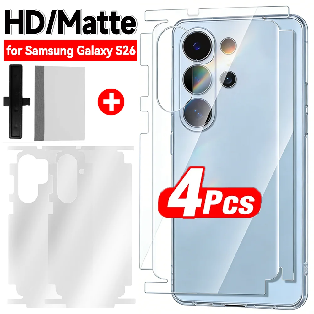 

4-1sets Wrap Side Edge Back Protector for Samsung Galaxy S26 Plus Ultra Scratch Autorepair Matte/HD Clear Soft TPU Hydrogel Film