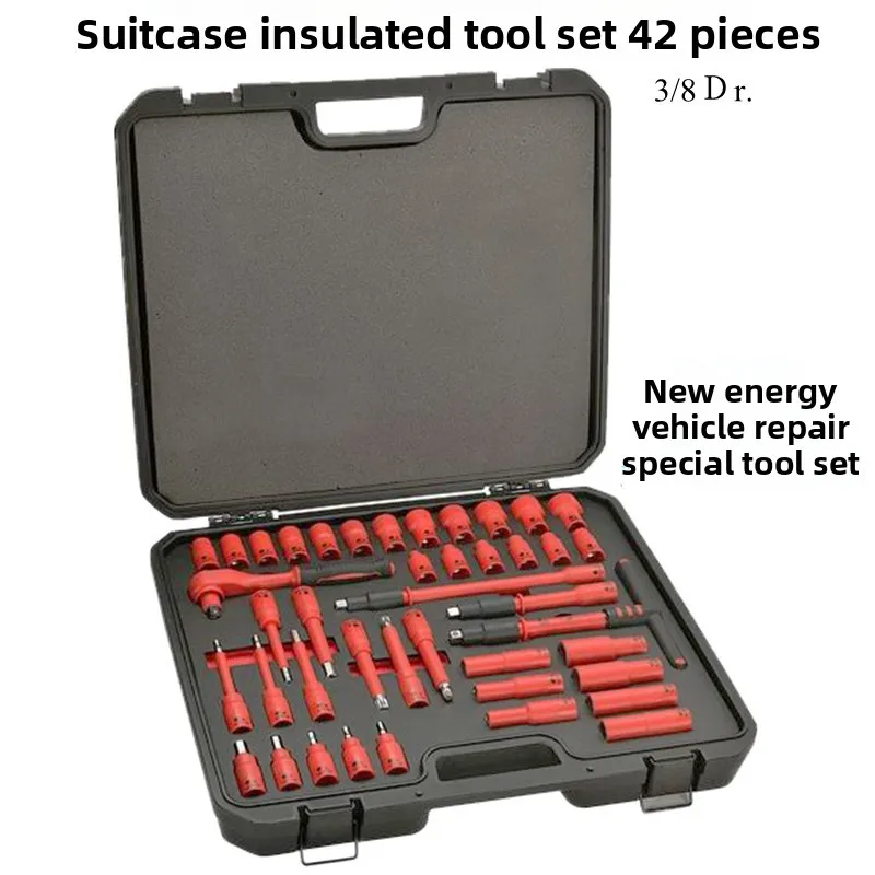 AIGLE Insulated Carbon Steel Tool Set For BYD Dolphin Hatchback 2021- New Energy Vehicle Maintenance Red Suitcase-Style Tool