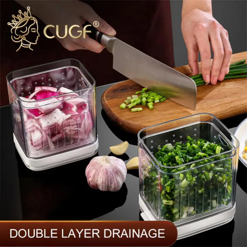 4/3/2/1 Pcs Gadget Plastic Storage Box Kitchen Fresh Keeping Box Refrigerator Fruit Vegetable Drain Crisper Storage Containers