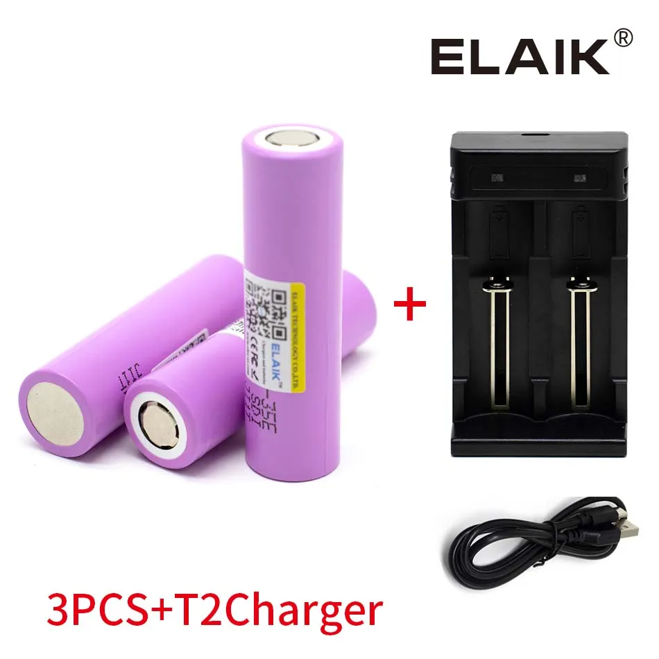 100% Original for 18650 3500mAh 25A Discharge INR18650 35E 3500mAh Li-ion 3.7v Rechargable Battery 18650 Battery,with charger