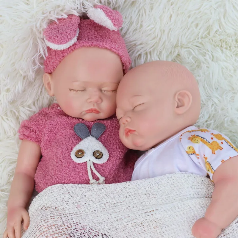 45cm Twins Baby Doll Silicone Reborn Baby Girl Boy Bebe Reborn Whole Body Silicone Soft Flexible Newborn Doll Lifelike Baby Doll