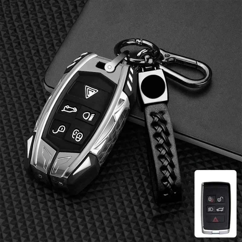 Zinc Alloy + Silicone Key Fob Cover Case for Land Rover Range Rover Sport Discovery 3 4 Elander 2 Evoque Remote Protection Shell