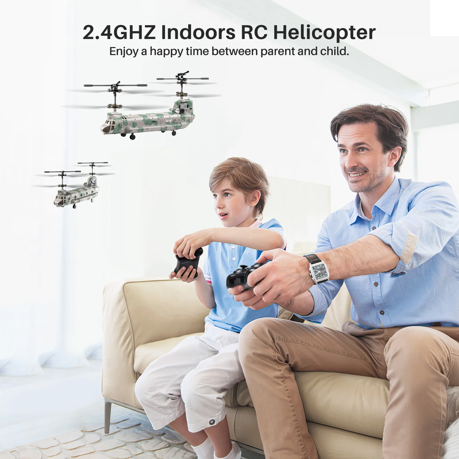 SYMA Remote Control Helicopter,2.4GHz Q21 Military Transport RC Armed Aircraft Chinook CH-47 Model Toys for Kids Military Fans