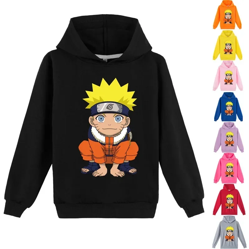 

Naruto Anime Children's Clothing for Boys and Girls Cartoon Print Spring and Autumn Hoodies Sweatshirts for Older Children